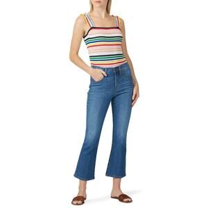 J. Crew rainbow stripe ruffle strap knit tank Size M